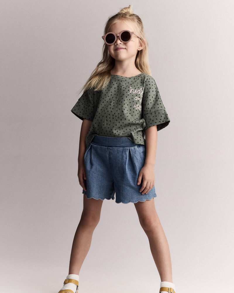 Tout-petit fille - T-shirt &agrave; coupe asym&eacute;trique &laquo;Hide and Seek&raquo; - Vert olive, image 1 sur 6 diapositives