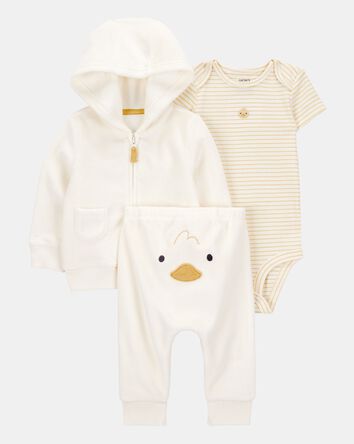 Baby 3-Piece Duck Little Cardigan Set, 