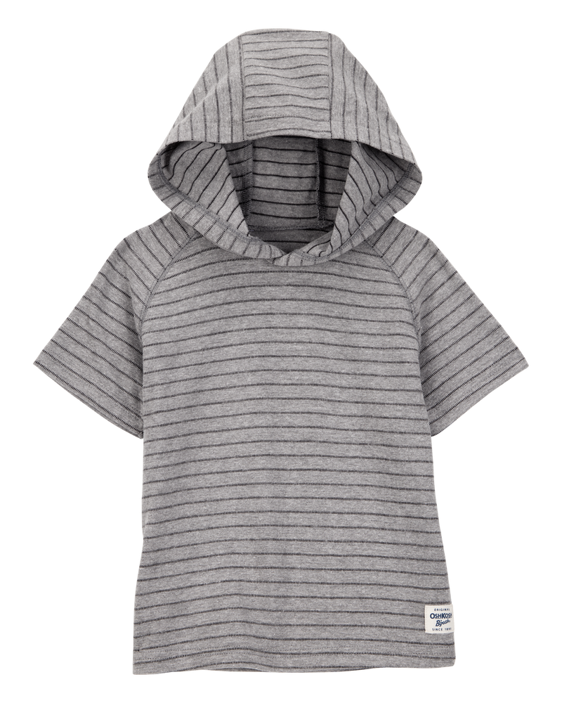 Baby Striped Hooded Shirt  - Grey, image 1 of 3 slides
