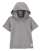 Baby Striped Hooded Shirt  - Grey, image 1 of 3 slides