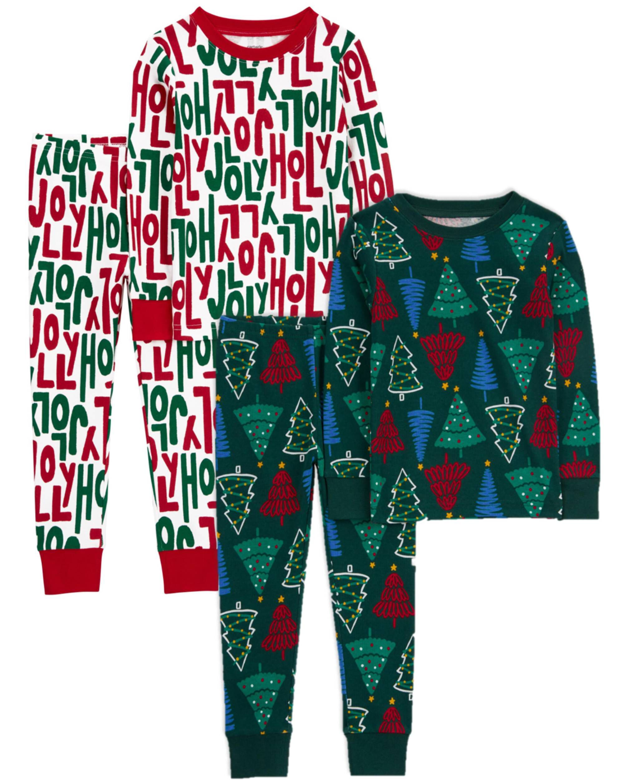 Green Red Toddler 4 Piece Christmas 100 Snug Fit Cotton Pajamas Carter s Oshkosh Canada