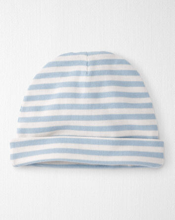 B&eacute;b&eacute; - Bonnet en coton biologique c&ocirc;tel&eacute;, rayures, 