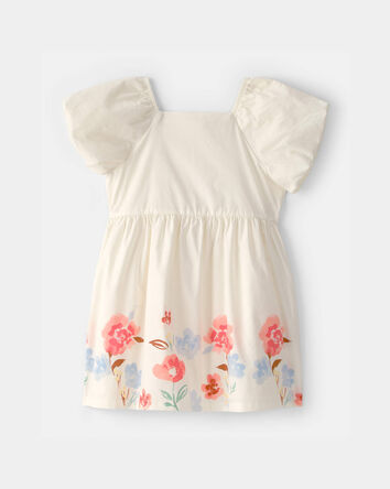 Toddler Girl Floral Puff Sleeve Dress - Ivory, 