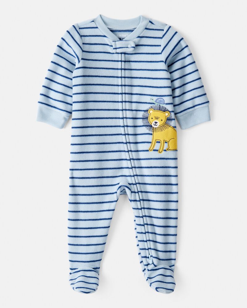 Baby Boy Lion Print Loose Fit Sleeper - Blue, image 1 of 5 slides