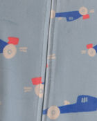 B&eacute;b&eacute; gar&ccedil;on - Pyjama ajust&eacute; 1 pi&egrave;ce en DreamPlum et fermeture &agrave; glissi&egrave;re double sens et motif voiture de course - Bleu marine, image 4 sur 4 diapositives