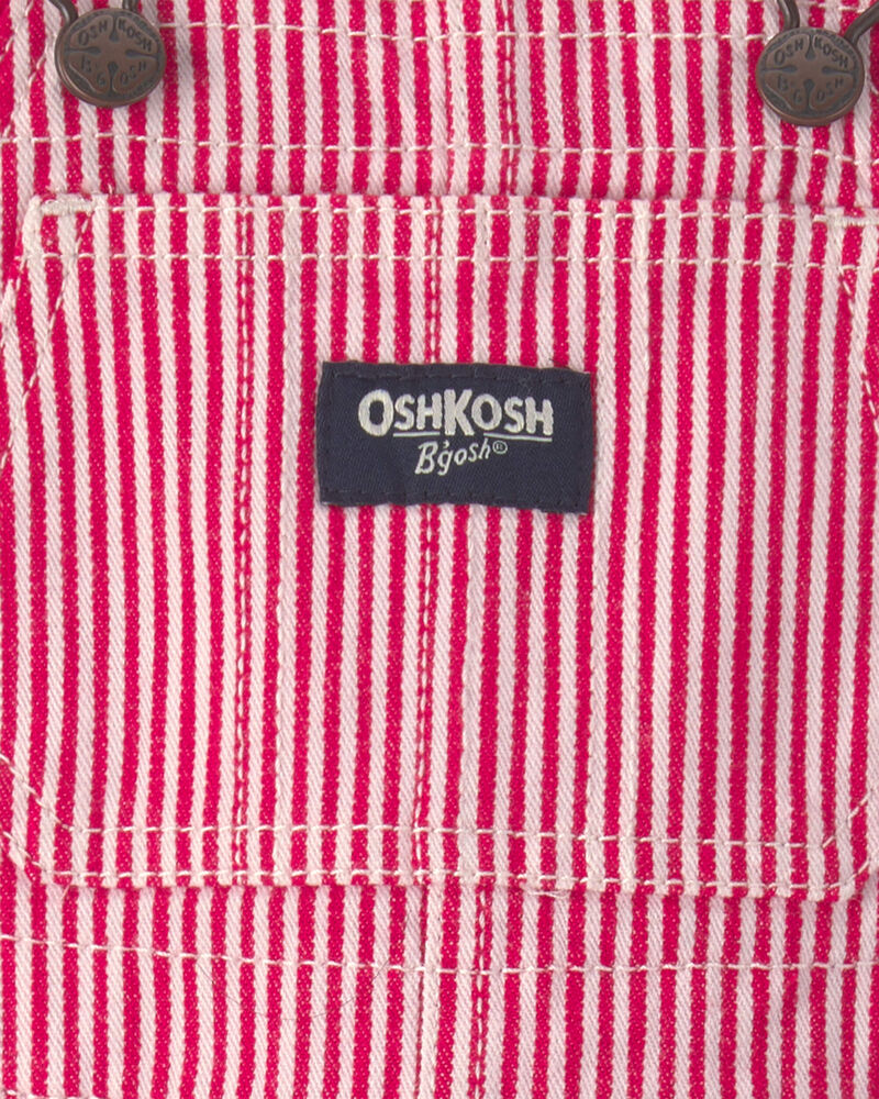 Baby Boy Hickory Stripe Overalls - Red/White, image 3 of 4 slides