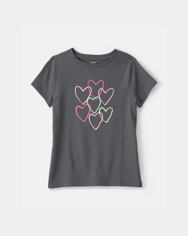 Girls Heart Graphic Tee - Grey, image 1 of 4 slides