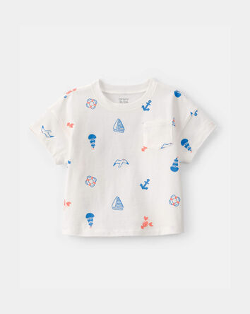 Tout-petit gar&ccedil;on - T-shirt &agrave; poche, nautique - Blanc, 