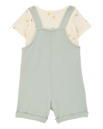 Baby 2-Piece Tee & Bunny Shortall Set - Green, 