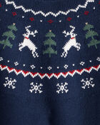 Kids Organic Cotton Fair Isle Sweater Knit Pullover, image 3 of 4 slides