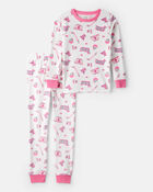Girls Hockey Print  DreamPlush Long-Sleeve 2-Piece Pyjamas &ndash; Pink, image 1 of 3 slides