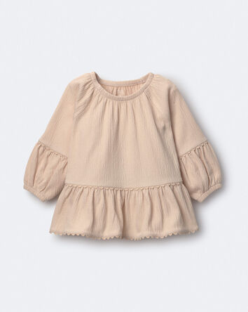 Toddler Girl Haut &agrave; manches longues en coton &agrave; volants &ndash; Kaki, 