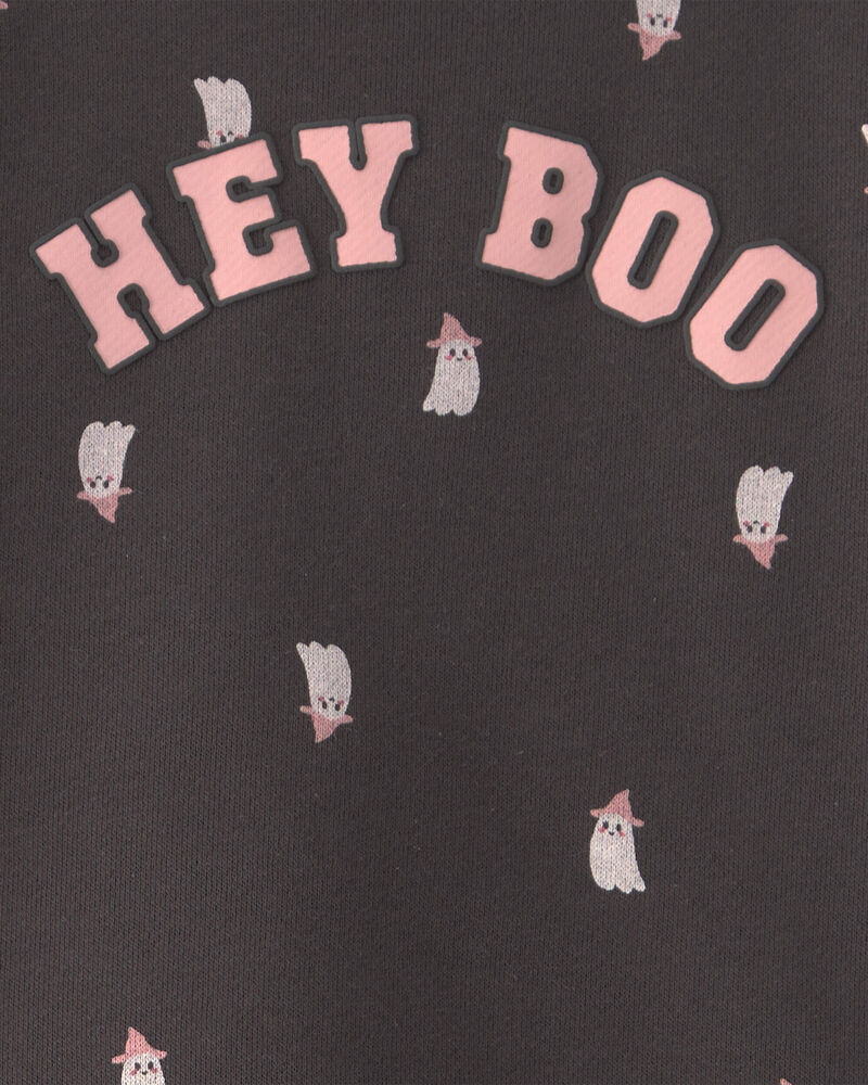 Baby Girl 'Hey Boo' Ghost French Terry Long-Sleeve Top & Pant Set - Black, image 4 of 5 slides