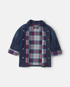 Toddler Boy Plaid Denim Jacket - Blue, image 3 of 5 slides