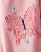 Baby Girl Butterfly & Floral Print Loose Fit Long-Sleeve 2-Way Zip 1-Piece Pyjamas - Pink, image 2 of 5 slides