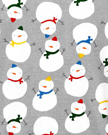 Pyjama 2 pièces en coton ajusté à imprimé de bonhomme de neige pour adultes, 