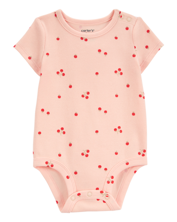 Baby Tomato Print Ribbed Bodysuit, 