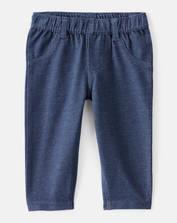 Baby Girl Knit Pull-On Pants - Blue, 