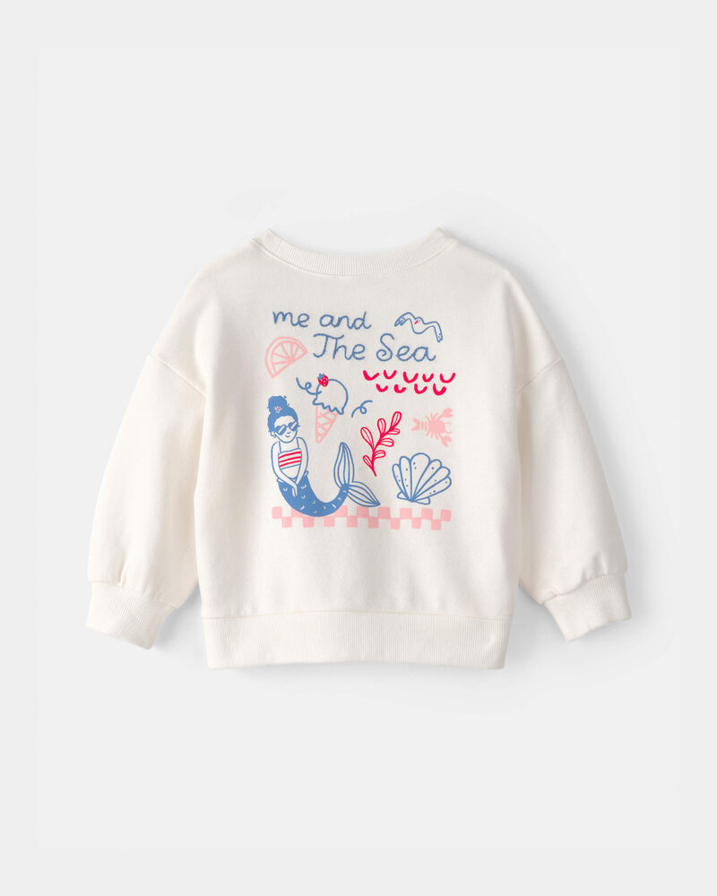 Baby Girl Mermaid French Terry Pullover Sweatshirt - Ivory, image 2 of 6 slides