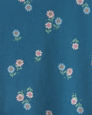 Toddler Girl Floral Long Sleeve Top - Teal, 