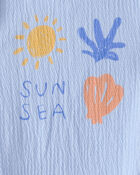 Baby Girl 'Sun Sea' Short-Sleeve Romper - Blue, image 2 of 3 slides