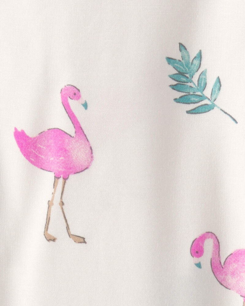 Baby Girl Flamingo PurelySoft 2-Way Zip Snug Fit Sleeper - Ivory, image 4 of 9 slides