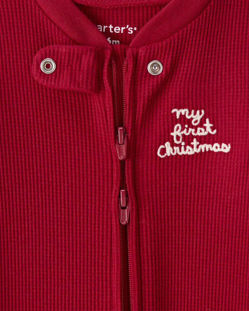 Baby My First Christmas Cotton Sleeper - Red, image 3 of 5 slides