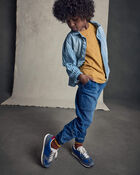 Boys Denim Relaxed Joggers - Medium Wash, image 3 of 7 slides
