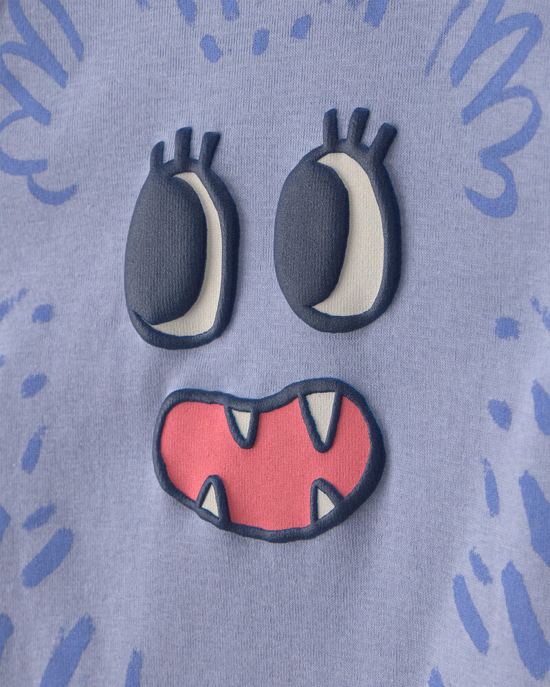 Tout-petit fille - Pyjama ajust&eacute; 4 pi&egrave;ces en 100 % coton &agrave; motif monstre - Bleu/Cr&egrave;me, image 2 sur 5 diapositives