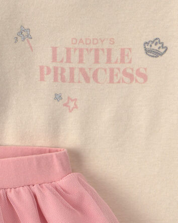 B&eacute;b&eacute; fille - Ensemble 2 pi&egrave;ces cache-couche manches longues &laquo;Daddy's Little Princess&raquo; et pantalon en tulle &ndash; Rose/Cr&egrave;me, 