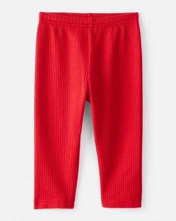 Baby Girl Pull-On Stretch Rib Leggings - Red, 