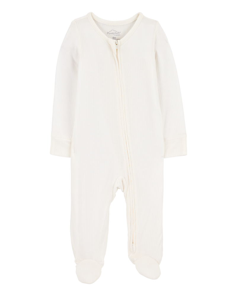 Baby Solid 2-Way Zip PurelySoft Sleeper Pyjamas - Grey, image 1 of 5 slides