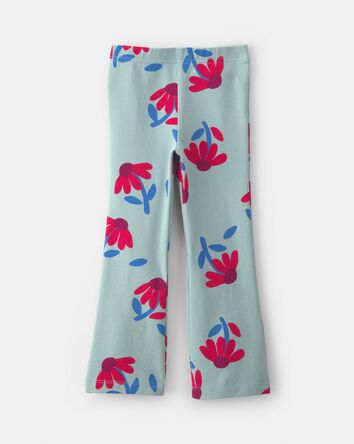 Toddler Girl Floral Pull-On Stretch Flare Leggings - Blue/Red, 