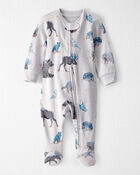 Baby Organic Cotton Sleep & Play Pajamas in Midnight Forest Print, image 1 of 4 slides