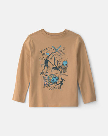 Boys Soccer Long-Sleeve Graphic Tee - Brown, 