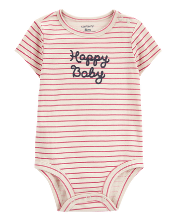 Baby Happy Baby Striped Short-Sleeve Bodysuit, 
