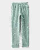 Girls Butterfly Print Pull-On Fleece Joggers - Green, image 2 of 4 slides