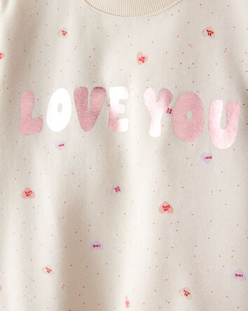 Toddler Girl DayDream Fleece Heart Long-Sleeve Pullover Sweatshirt - Ivory, 