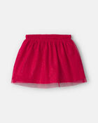 Filles - Ensemble manches longues en molleton avec n&oelig;ud et jupe-short en tulle &ndash; Cr&egrave;me/Rouge, image 2 sur 5 diapositives