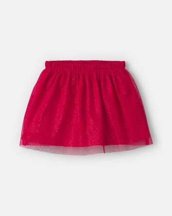 Filles - Ensemble manches longues en molleton avec n&oelig;ud et jupe-short en tulle &ndash; Cr&egrave;me/Rouge, 