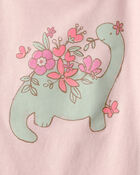 Toddler Girl Dinosaur Floral Graphic Tee - Pink, image 2 of 3 slides