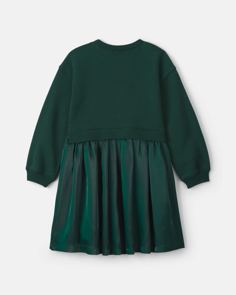 Filles - Robe superpos&eacute;e en molleton &agrave; motif boucle &ndash; Vert, image 2 sur 3 diapositives