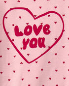 Toddler Girl Love You' Valentine's Day Cotton Snug Fit 4-Piece Pyjama Set - Pink, image 2 of 4 slides