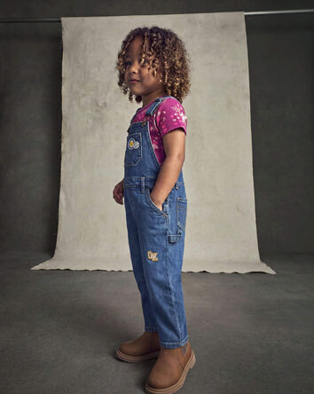 Toddler Girl Denim Overalls - Medium Wash, 
