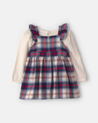 Baby Girl 2-Piece Plaid Flannel Long-Sleeve Dress Set, image 2 of 6 slides