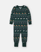 Baby 1-Piece Fair Isle Christmas PurelySoft&trade; Snug Fit Pyjama - Green, image 1 of 9 slides