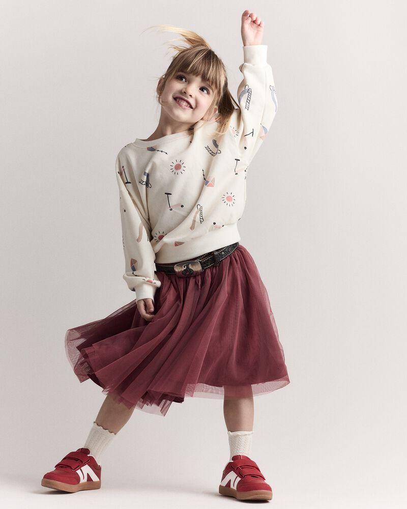 Toddler Dolman-Sleeve Sweatshirt in Park Day Print - Cream, image 5 of 7 slides