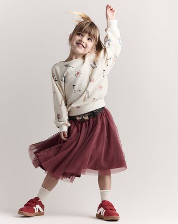 Toddler Girl Avenue Twirl™ Midi Skirt with Tulle - Burgundy, 