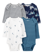 Baby 4-Pack Long-Sleeve Bodysuits, image 1 of 6 slides