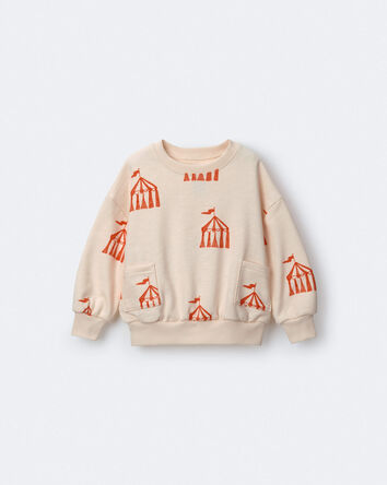 Toddler Otter Sweatshirt&trade; with Pockets in Big Top Print - Cream, 